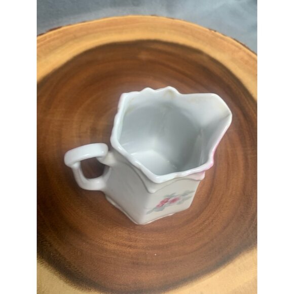Vintage German Porcelain Creamer Pitcher with Floral Pattern 4 inch tall - Picture 11 of 14
